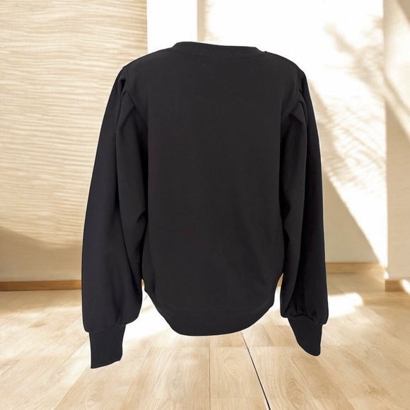 A New Day Puff Sleeve Crewneck Sweatshirt Black Size Medium - Picture 4 of 8